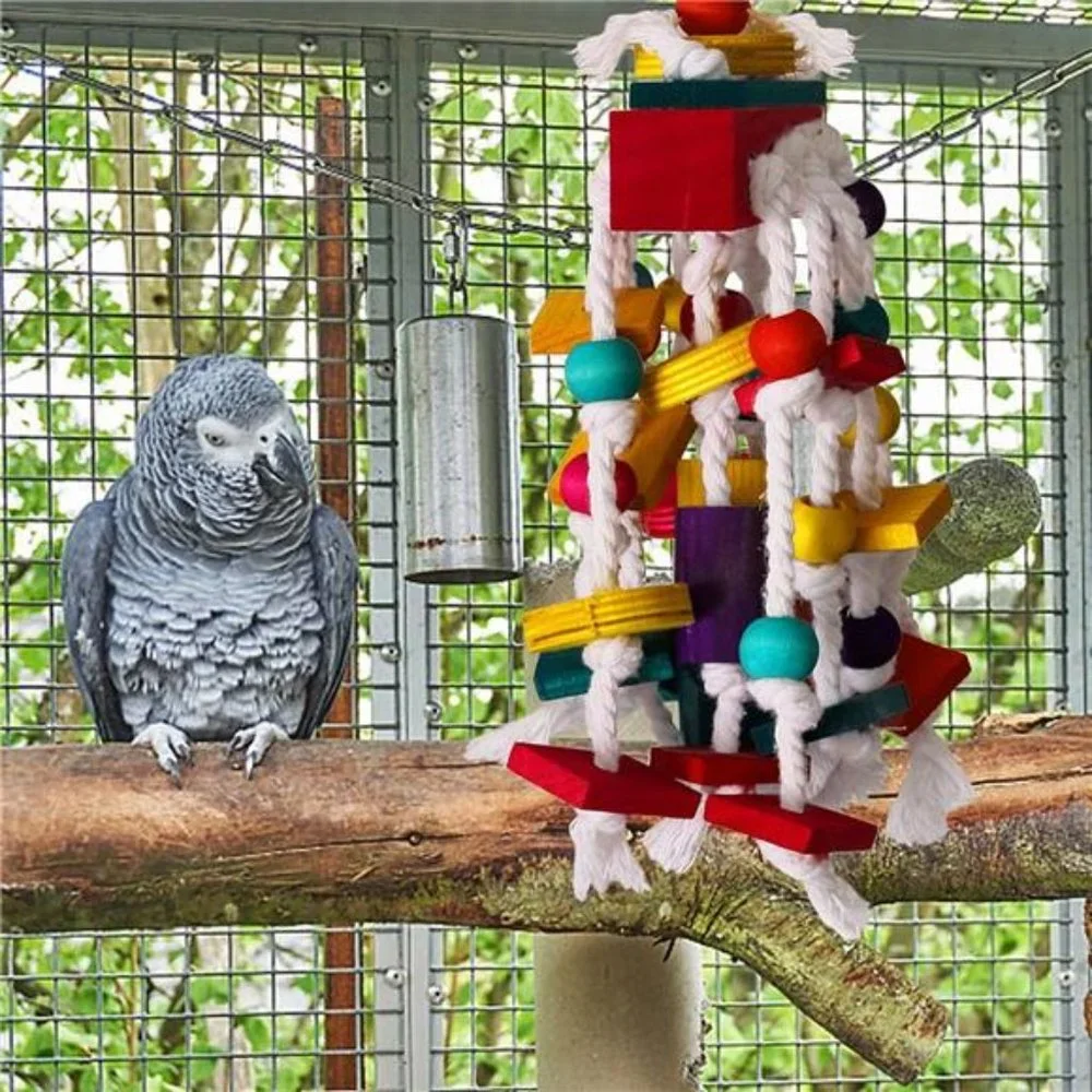 Bird Chewing Toy - Parrot Cage Bite Toys Wooden Block Bird Parrot Toys